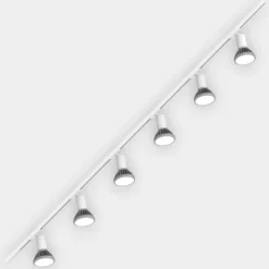 Sistema a binario 200cm monofase bianco 6 spot e27 orientabili