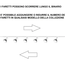 Sistema a binario 200cm monofase bianco 6 spot e27 orientabili