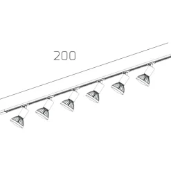 Sistema a binario 200cm monofase bianco 6 spot e27 orientabili