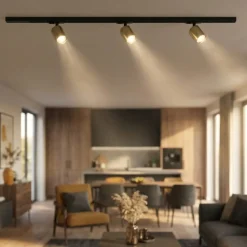 Sistema a binario 100cm monofase led 3 spot orientabili nero oro