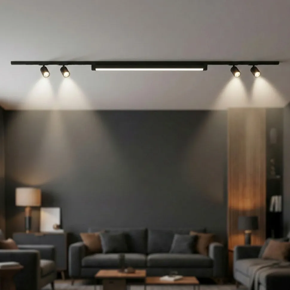 Sistema a binario 200cm nero barra led 40w 3000k con spot