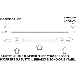 Sistema a binario 200cm nero barra led 40w 3000k con spot