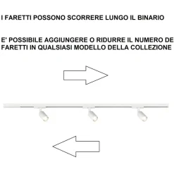 Sistema a binario monofase 100cm bianco con 3 luci spot orientabili