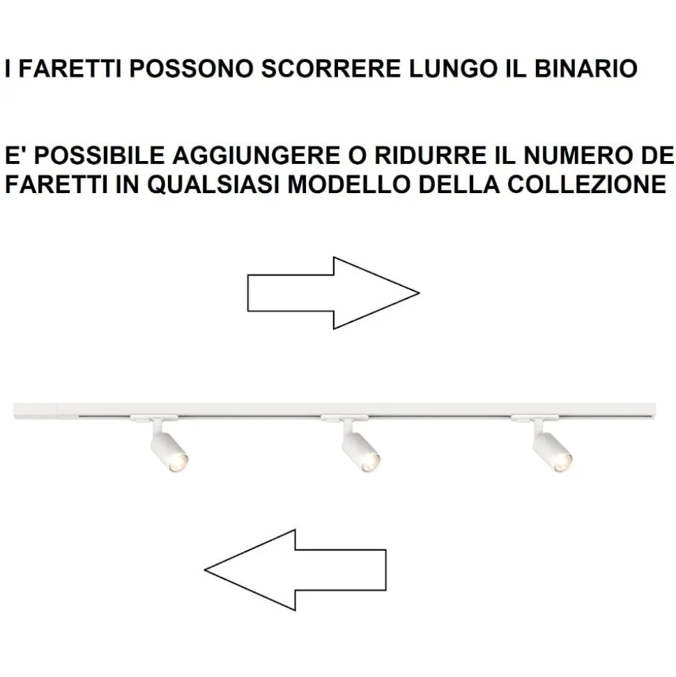 Sistema a binario monofase 100cm bianco con 3 luci spot orientabili