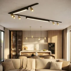 Sistema binario angolare 300cm nero oro led 3000k con spot monofase