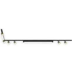 Sistema binario angolare 300cm nero oro led 3000k con spot monofase
