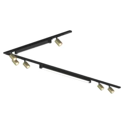 Sistema binario angolare 300cm nero oro led 3000k con spot monofase