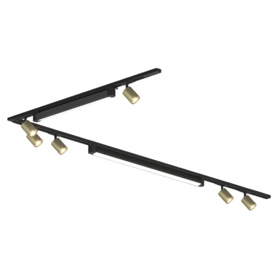 Sistema binario angolare 300cm nero oro led 3000k con spot monofase