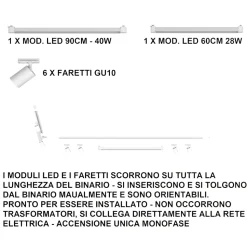 Sistema binario angolare 300cm nero oro led 3000k con spot monofase