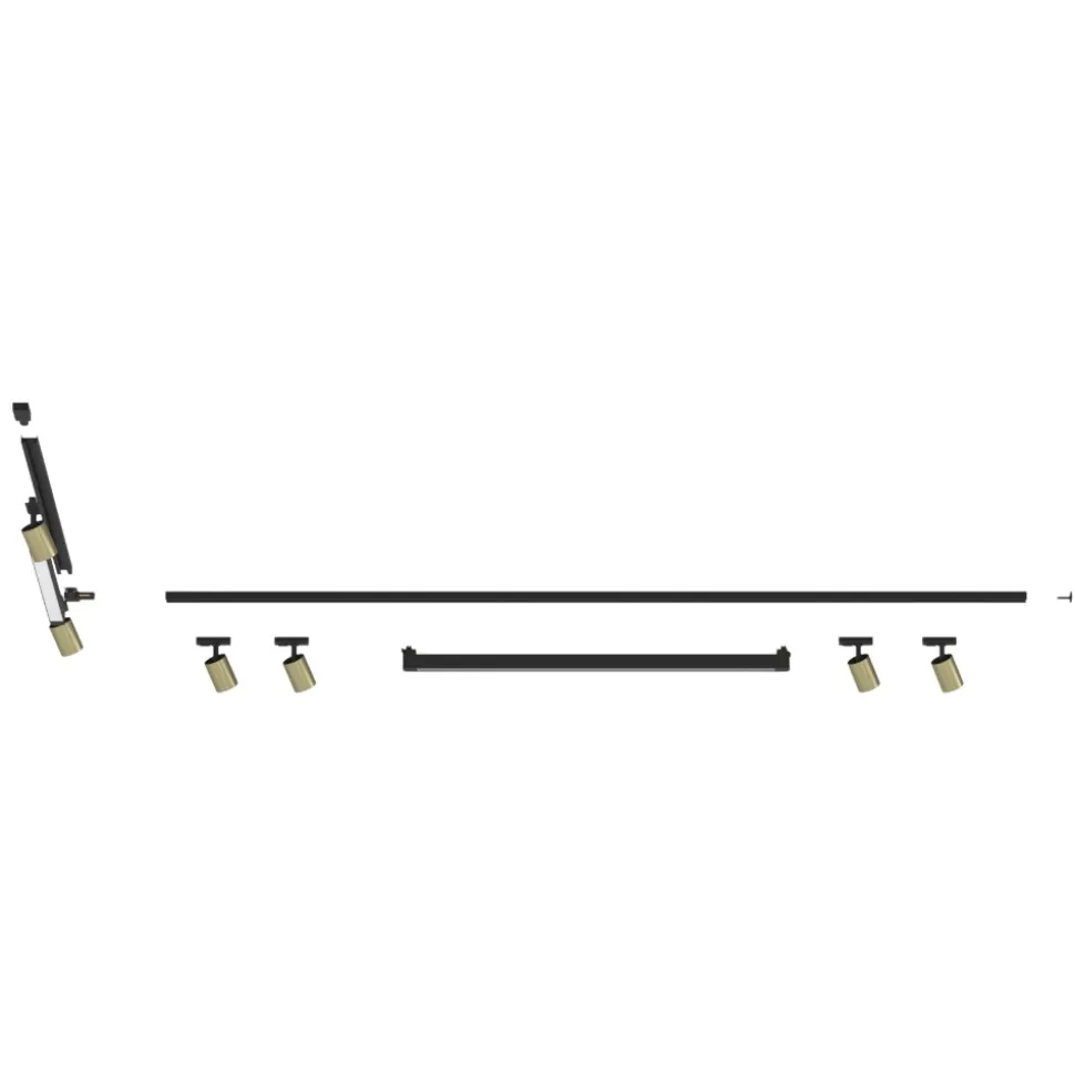 Sistema binario angolare 300cm nero oro led 3000k con spot monofase
