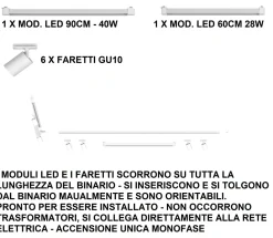 Sistema binario angolare monofase led 4000k spot nero oro