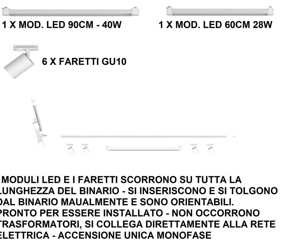 Sistema binario angolare monofase led 4000k spot nero oro