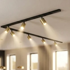 Sistema binario 300cm angolo nero oro monofase 7 spot