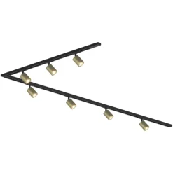 Sistema binario 300cm angolo nero oro monofase 7 spot