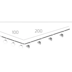 Sistema binario 300cm angolo nero oro monofase 7 spot
