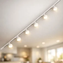 Sistema binario 200cm bianco con 6 spot gx53 orientabili monofase