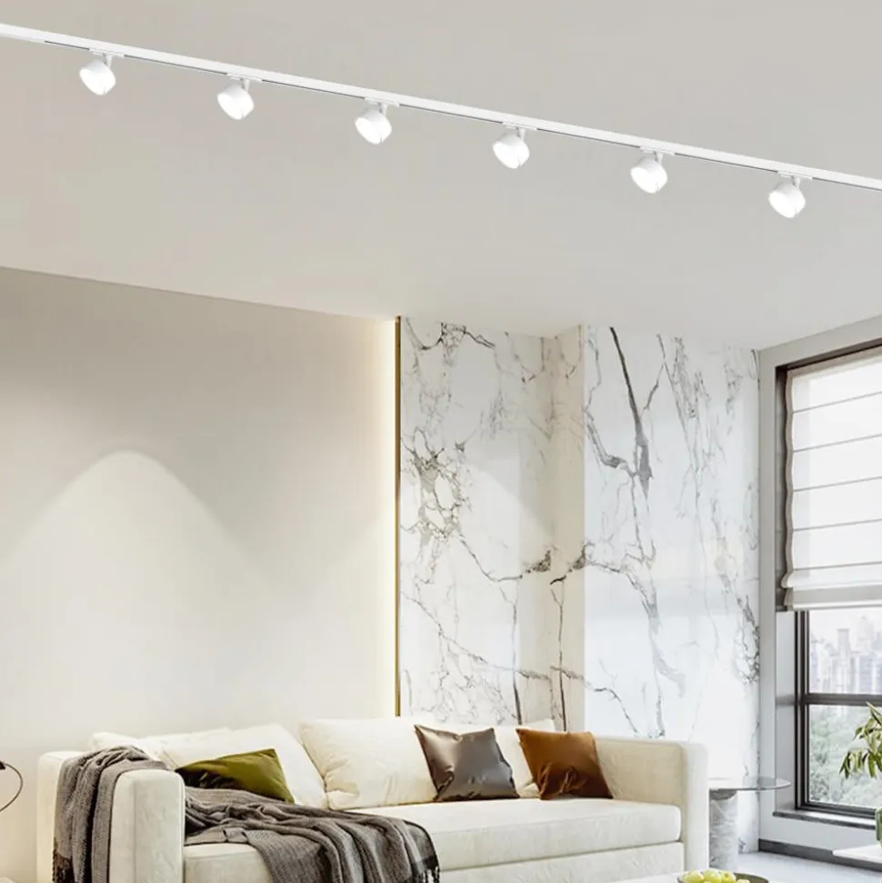 Sistema binario 200cm bianco con 6 spot gx53 orientabili monofase