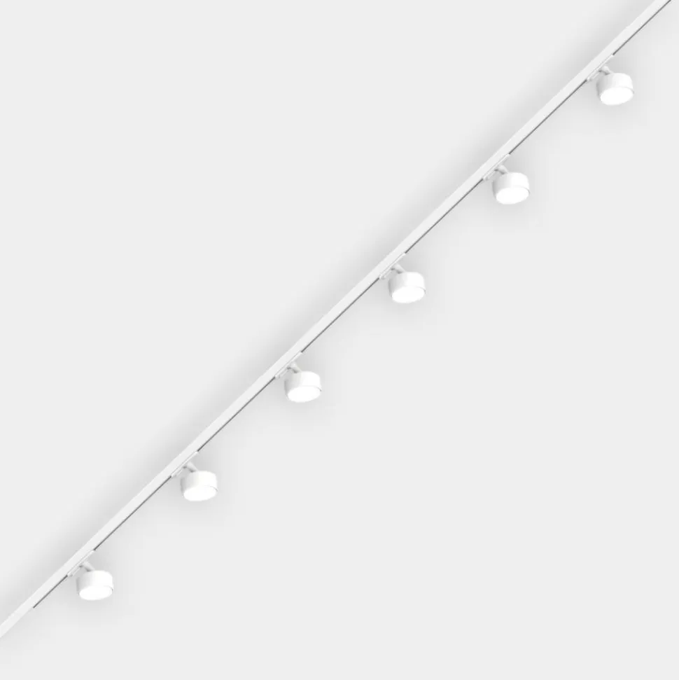 Sistema binario 200cm bianco con 6 spot gx53 orientabili monofase