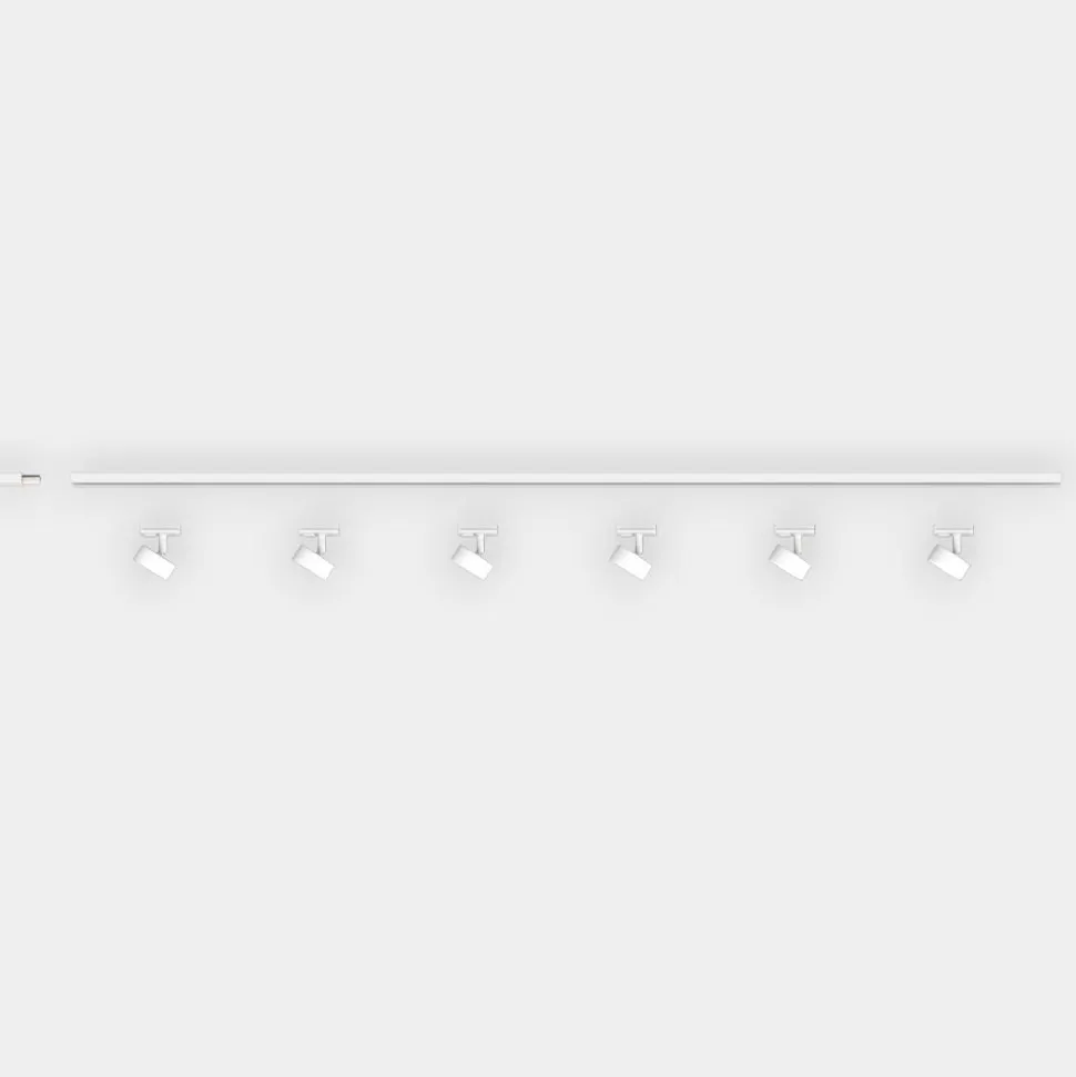 Sistema binario 200cm bianco con 6 spot gx53 orientabili monofase