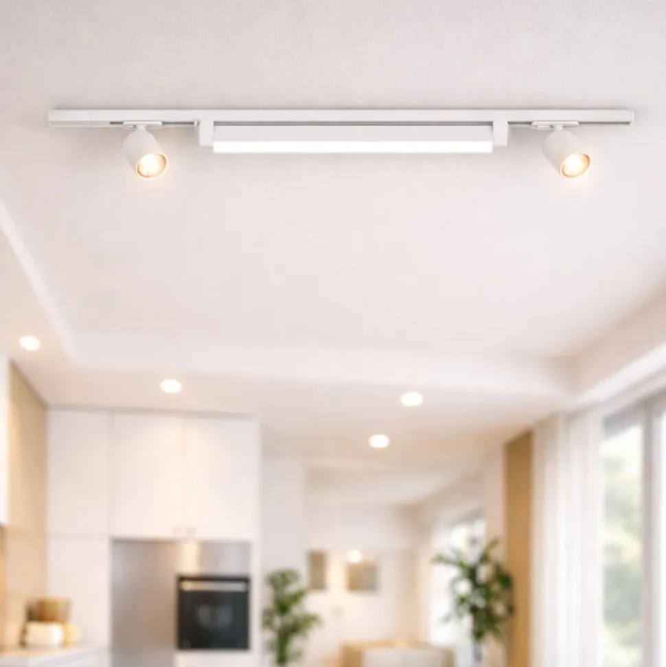 Sistema binario 100cm modulo led 28w 3000k bianco con spot orientabili