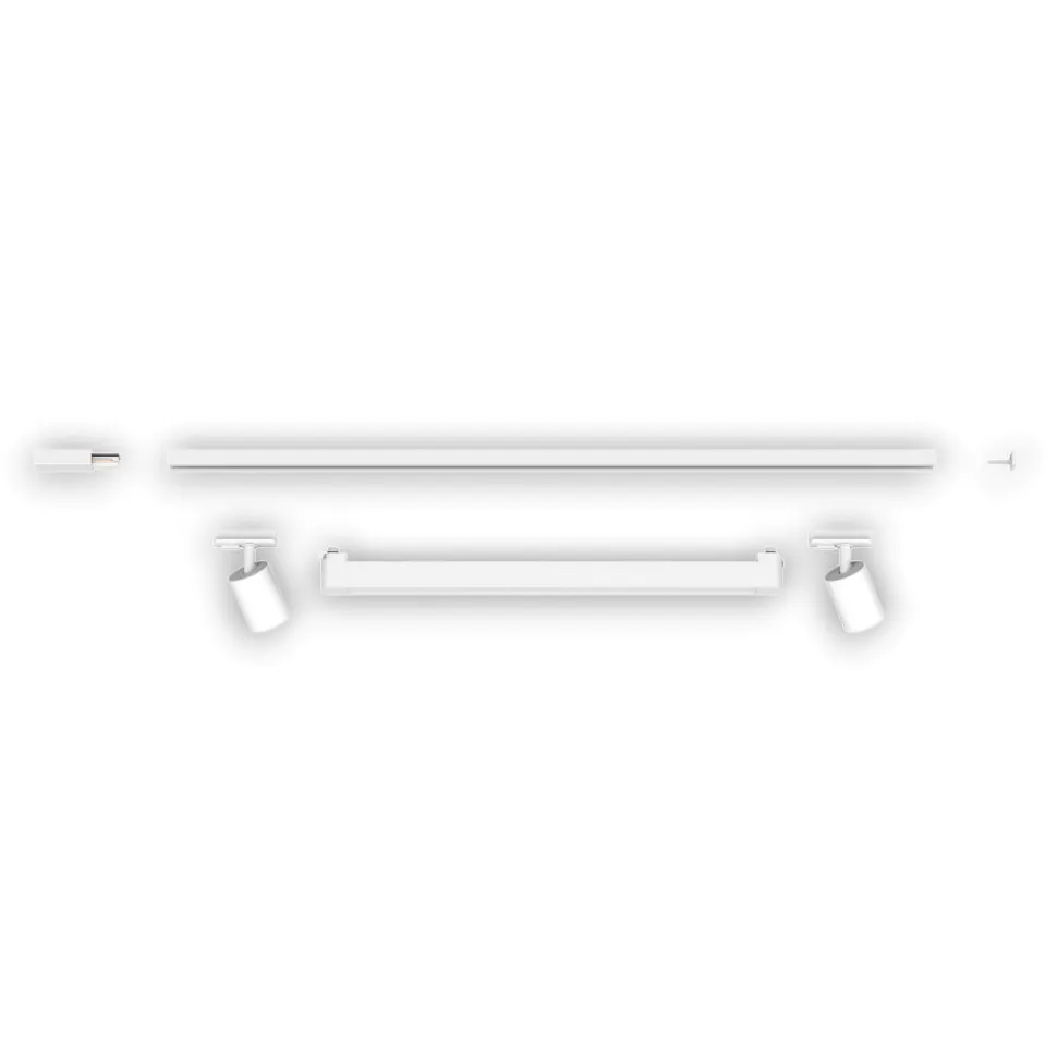 Sistema binario 100cm modulo led 28w 3000k bianco con spot orientabili