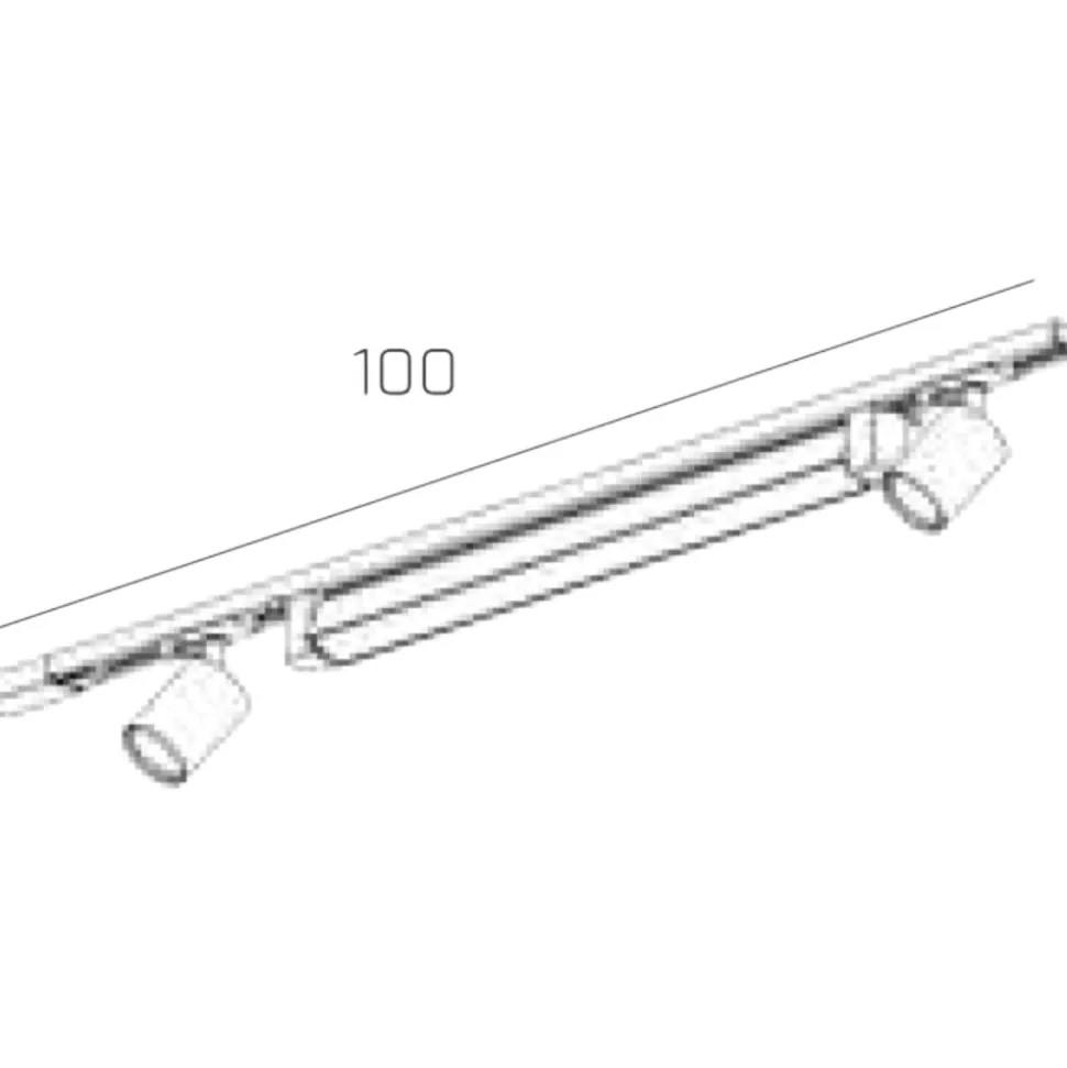 Sistema binario 100cm modulo led 28w 3000k bianco con spot orientabili