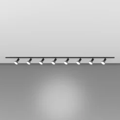 Sistema binario 300cm monofase nero 8 spot e27 orientabili