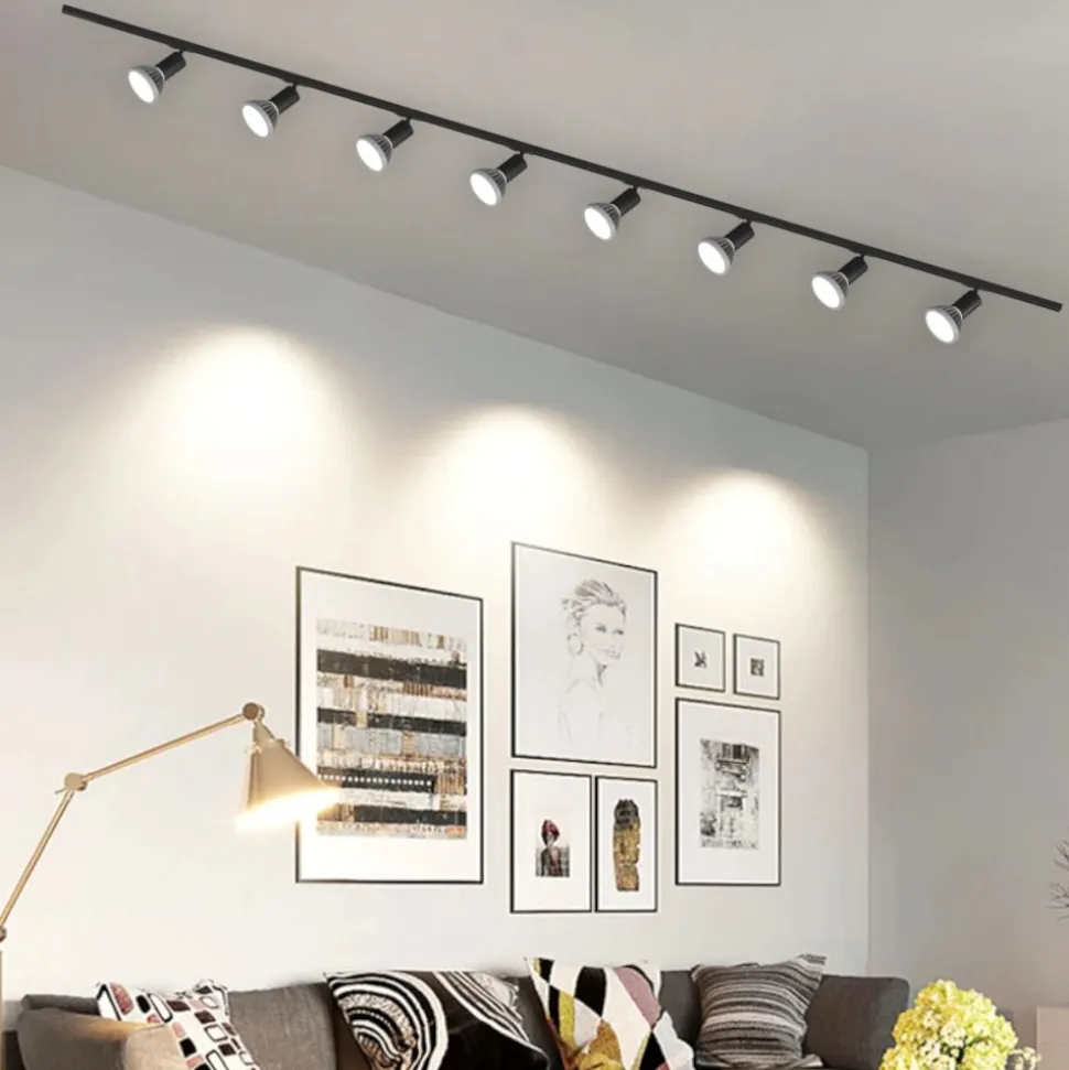 Sistema binario 300cm monofase nero 8 spot e27 orientabili