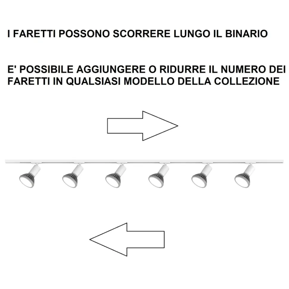 Sistema binario 300cm monofase nero 8 spot e27 orientabili