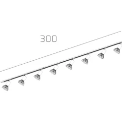 Sistema binario 300cm monofase nero 8 spot e27 orientabili