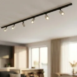 Sistema binario 200cm nero elettrificato con 6 spot sabbia monofase