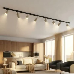 Sistema binario 300cm sabbia monofase elettrificato nero con 8 spot