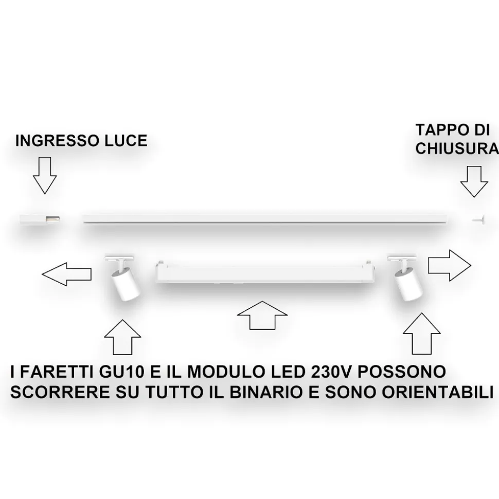 Sistema binario modulo led 40w 3000k nero oro con spot