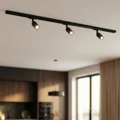 Sistema binario monofase nero 100cm 3 spot orientabili gu10