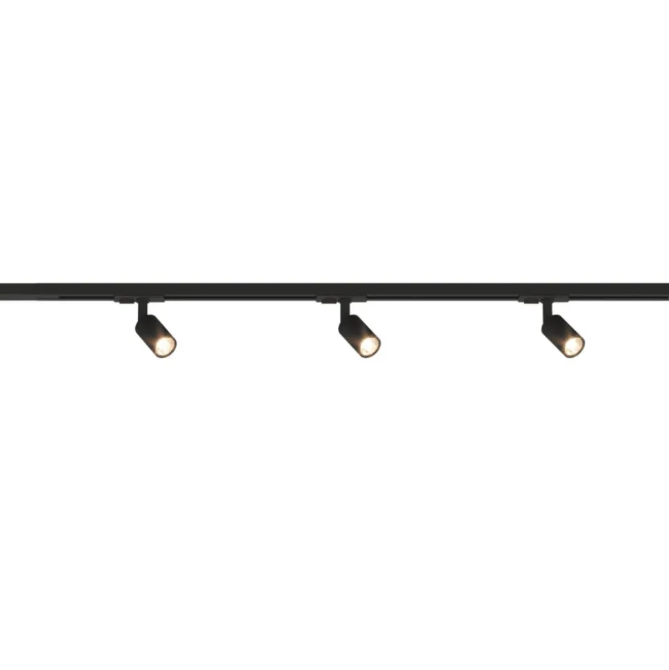 Sistema binario monofase nero 100cm 3 spot orientabili gu10