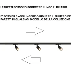 Sistema binario monofase nero 100cm 3 spot orientabili gu10