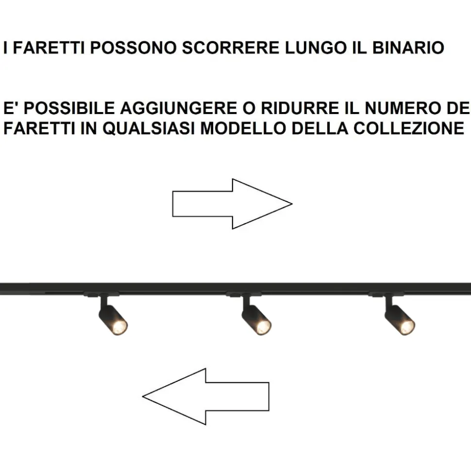 Sistema binario monofase nero 100cm 3 spot orientabili gu10