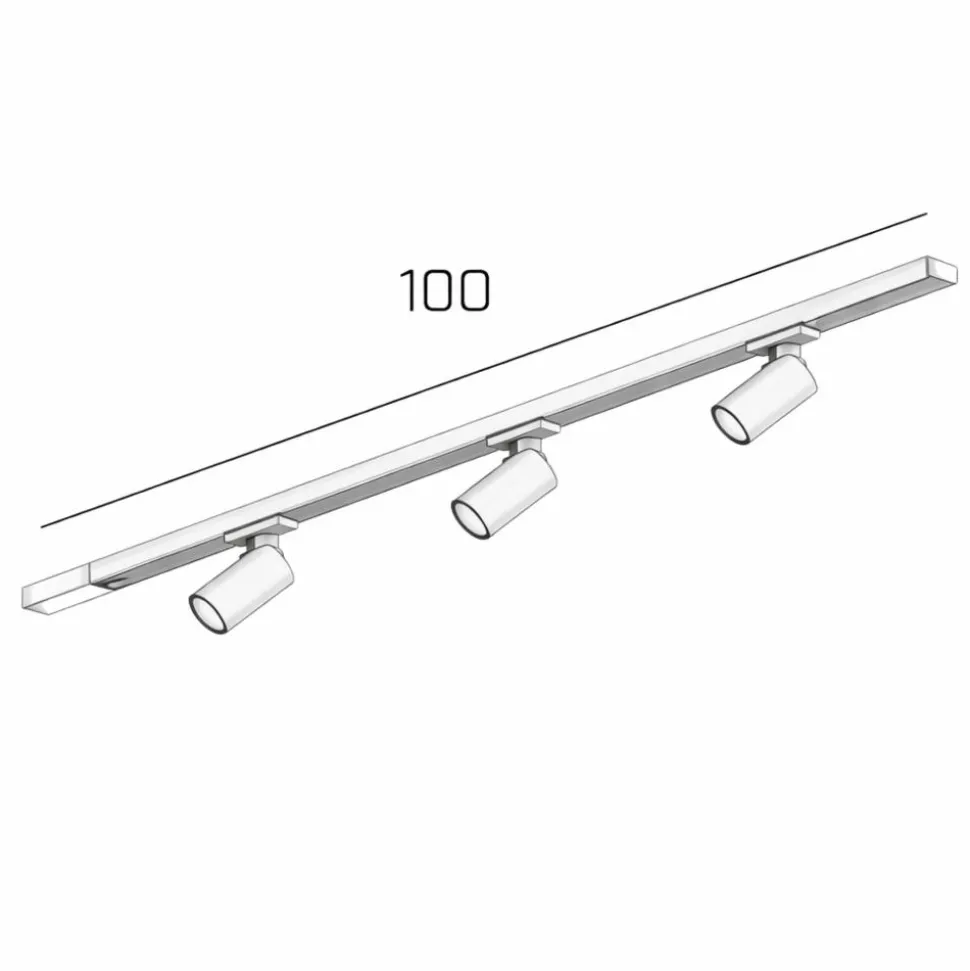 Sistema binario monofase nero 100cm 3 spot orientabili gu10