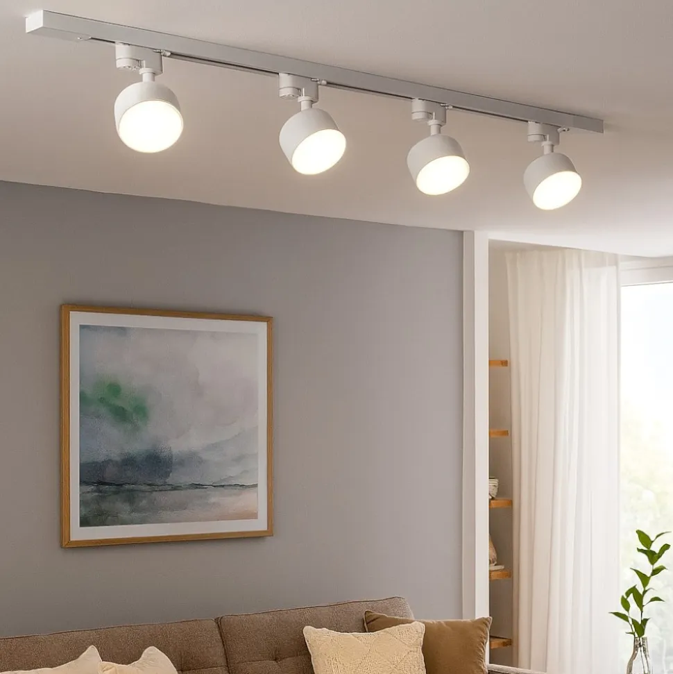 Sistema binario trifase 100cm bianco con 4 faretti gx53 orientabili