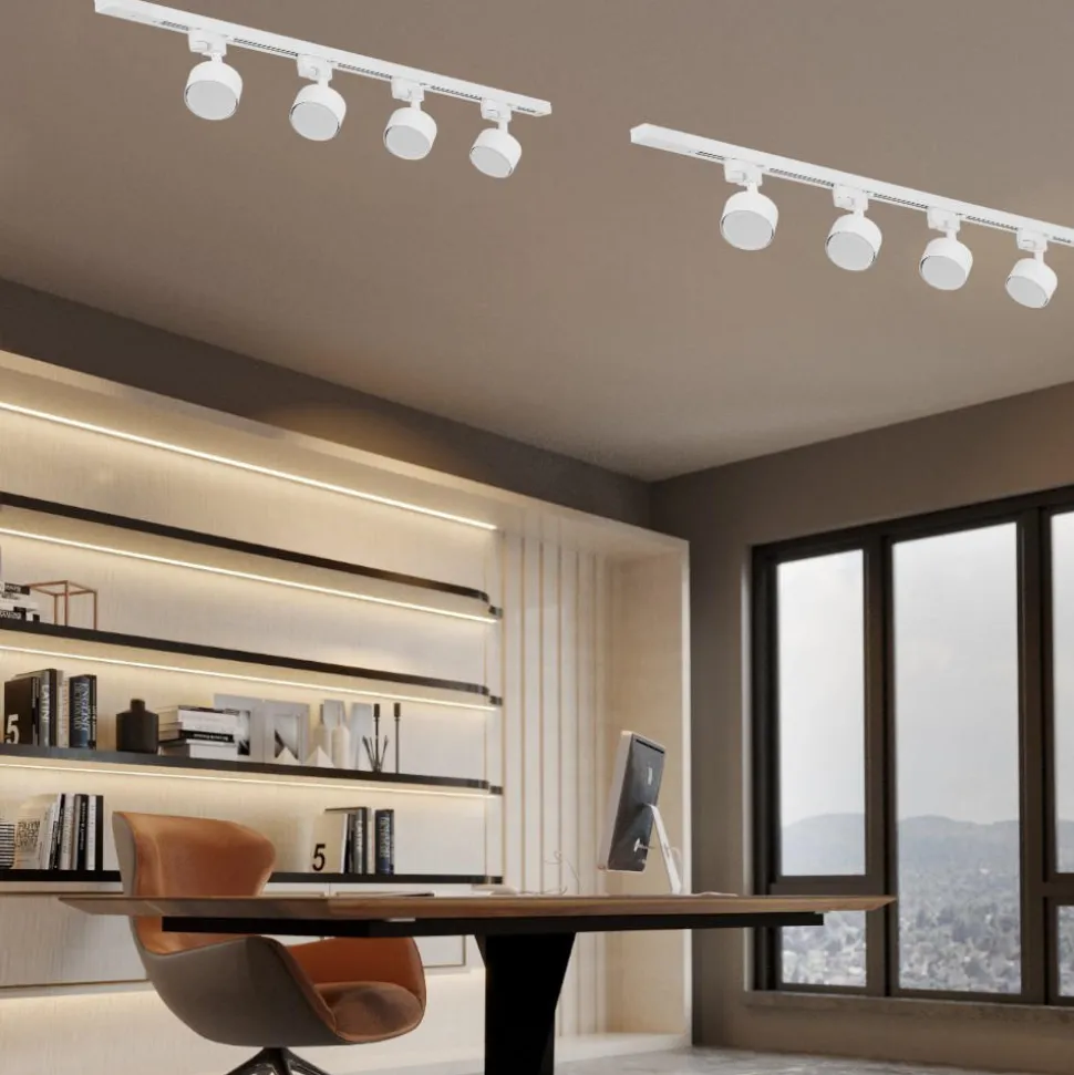 Sistema binario trifase 100cm bianco con 4 faretti gx53 orientabili