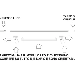 Sistema con spot binario 200cm oro nero modulo led 40w 4000k