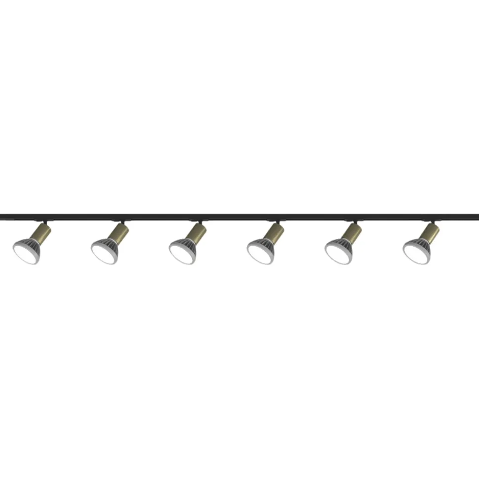 Sistema di luci a binario 200cm oro con con 6 spot e27 orientabili