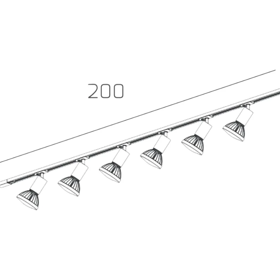 Sistema di luci a binario 200cm oro con con 6 spot e27 orientabili