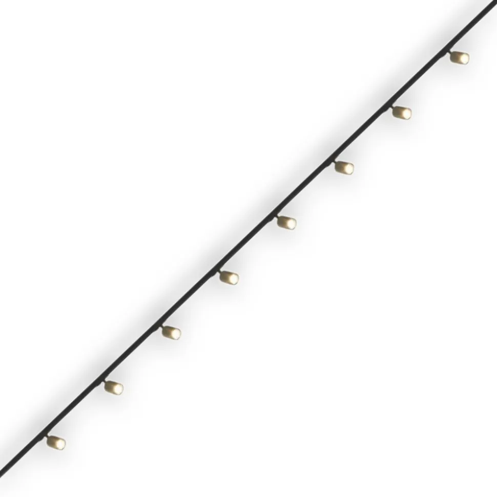 Sistema illuminazione a binario 300cm nero con 8 spot oro
