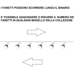 Sistema illuminazione a binario 300cm nero con 8 spot oro