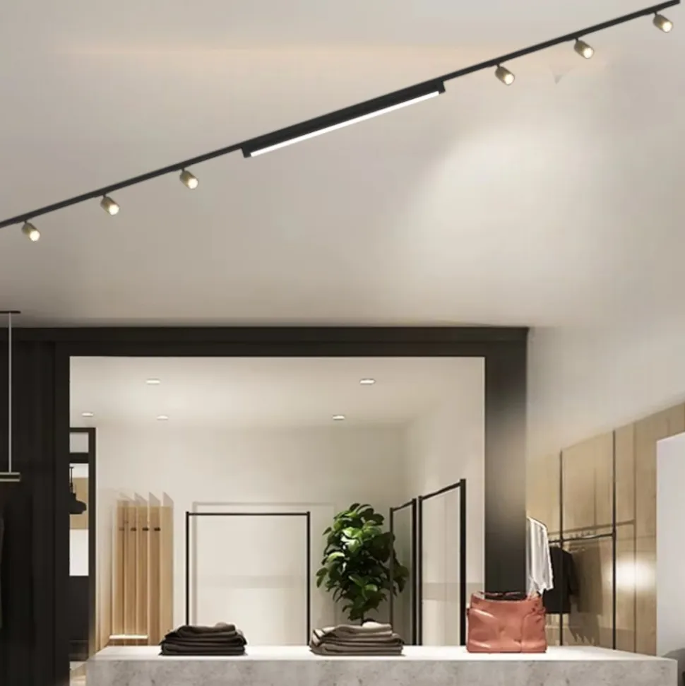 Sistema illuminazione a binario 300cm nero oro led 40w 3000k