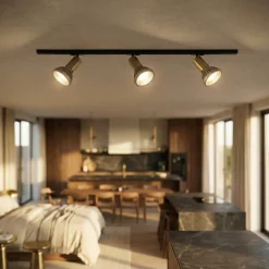 Sistema illuminazione binario 100cm nero oro con 3 spot e27 orientabili