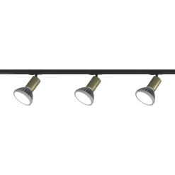 Sistema illuminazione binario 100cm nero oro con 3 spot e27 orientabili