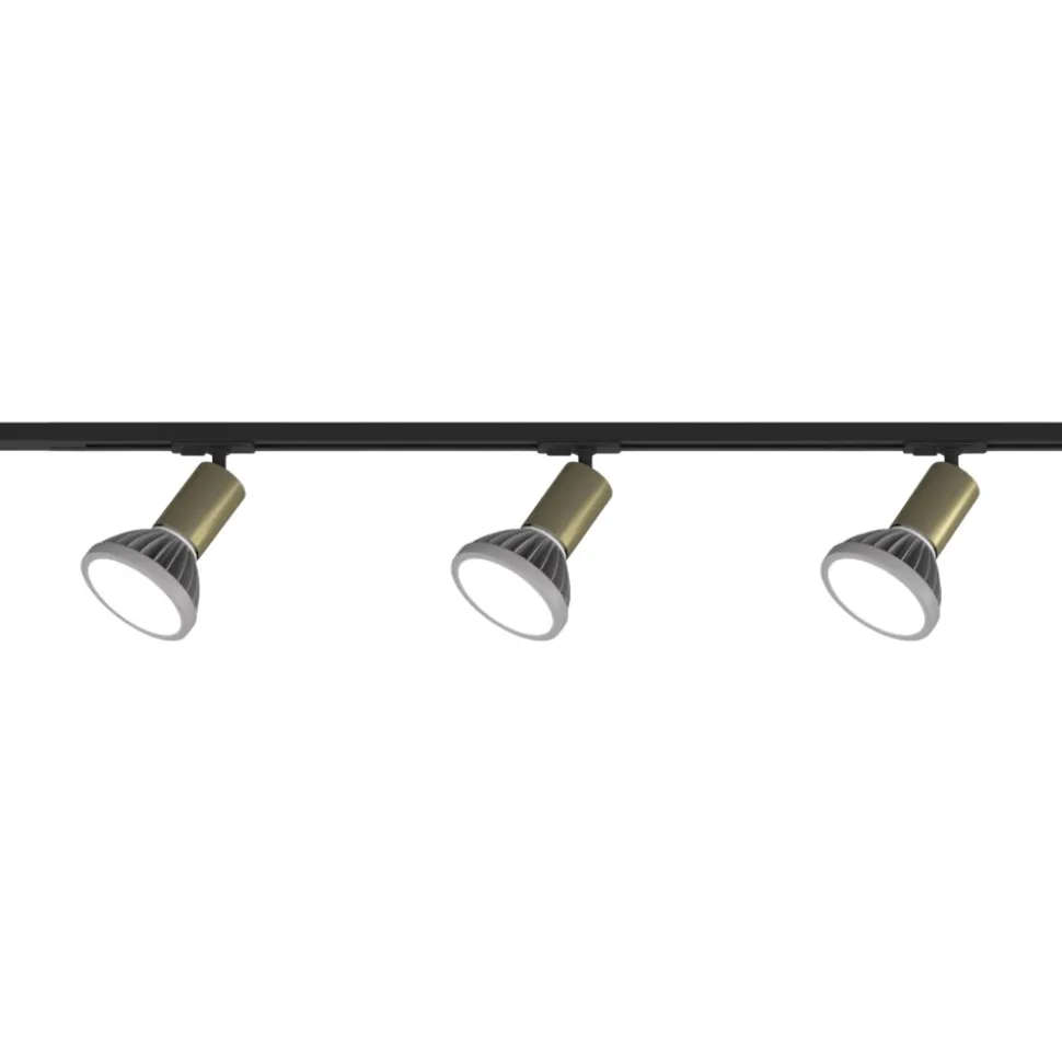 Sistema illuminazione binario 100cm nero oro con 3 spot e27 orientabili