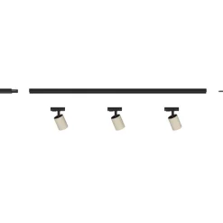 Sistema illuminazione binario monofase 100cm nero con 3 spot sabbia